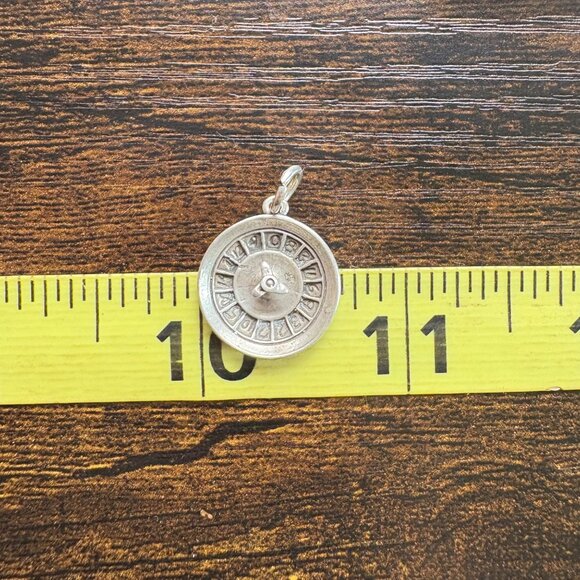 VTG Solid Sterling Silver 925 Roulette Wheel Circle Charm Size 1" Length - Picture 12 of 13
